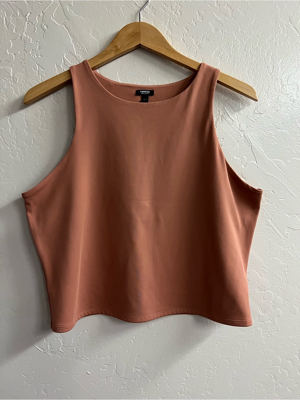 Express Peach-Orange Sleeveless Body Contour Crop Top